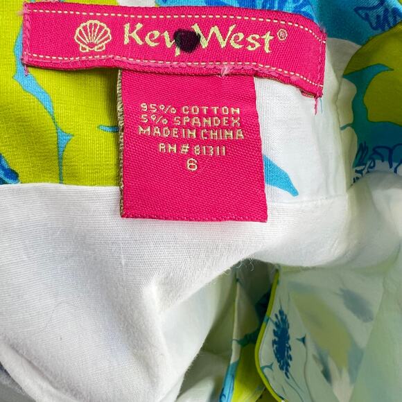KEY WEST Floral Cotton Skirt Embroidered Hemline 6  Preppy Classic Twee Floral - Picture 4 of 5